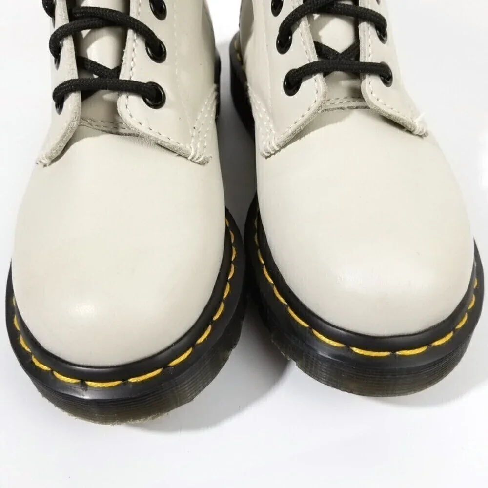Dr. Martens 1460 Serena White Fur Lined Ankle High Top Platform Boots Gorpcore 5